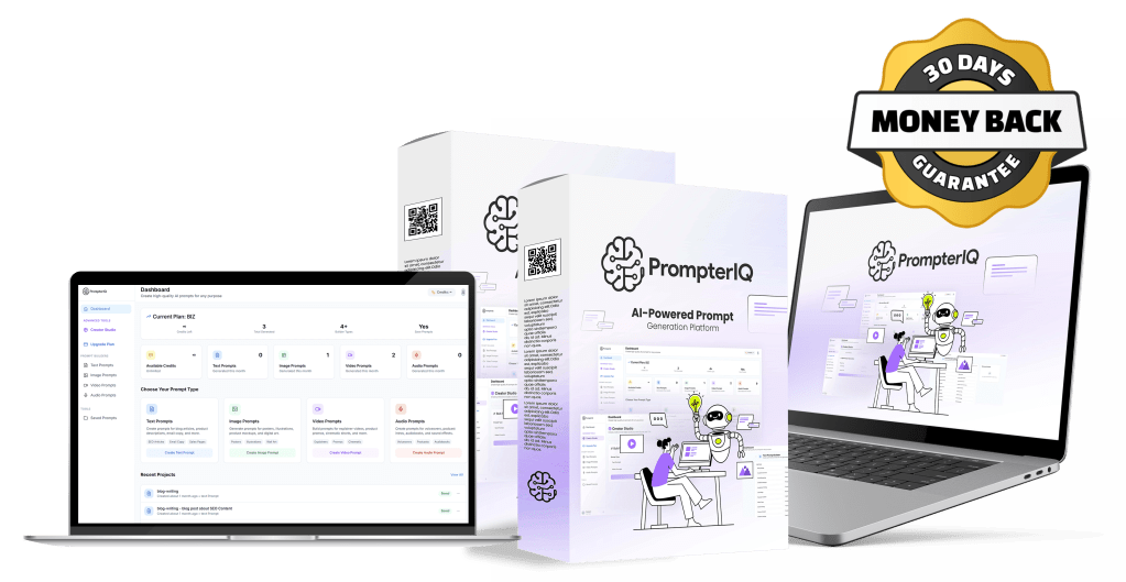PrompterIQ is your new favorite AI-powered digital product creator — purpose-built for creators, marketers, freelancers, and anyone ready to start a business, build a side hustle, or scale an existing one.