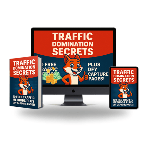 10 Free Traffic Domination Secrets + DFY Funnel: A comprehensive affiliate marketing system with high-converting pages, automated emails, and proven free traffic methods.