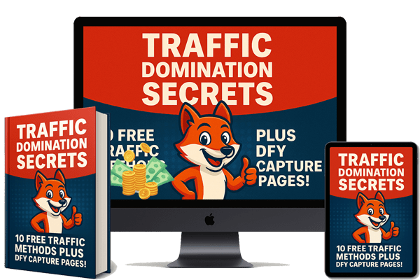 10 Free Traffic Domination Secrets + DFY Funnel: A comprehensive affiliate marketing system with high-converting pages, automated emails, and proven free traffic methods.